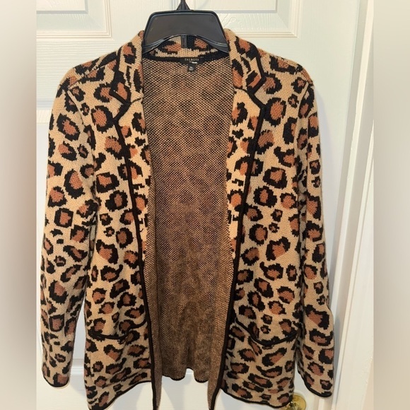 Talbots Leopard Sweater Blazer With Front Pockets Size MP - Picture 7 of 7